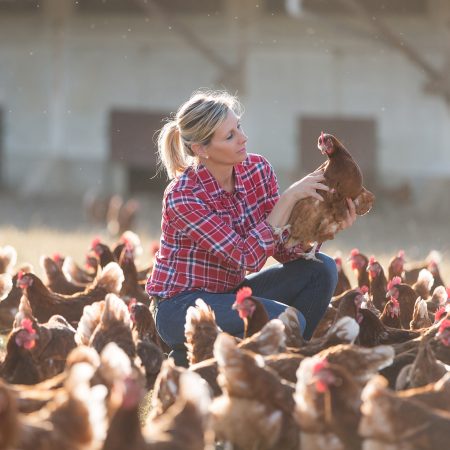 Woman Holding Chicken